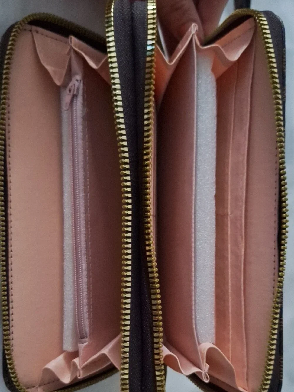 Brown Geometric Zip Wallet Wristlet